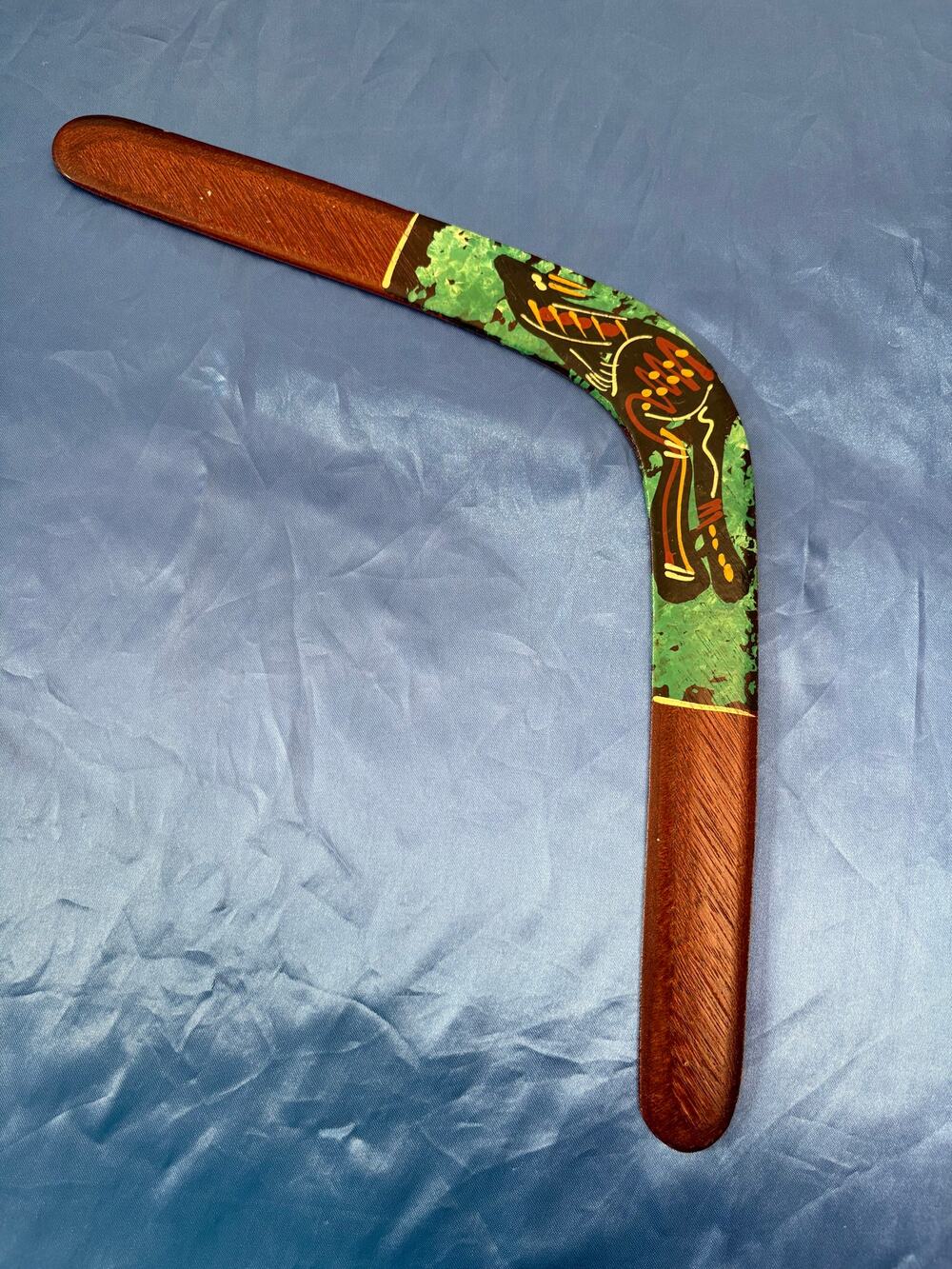 Vintage Aboriginals Wooden Boomerang with Brightly Painted Design
